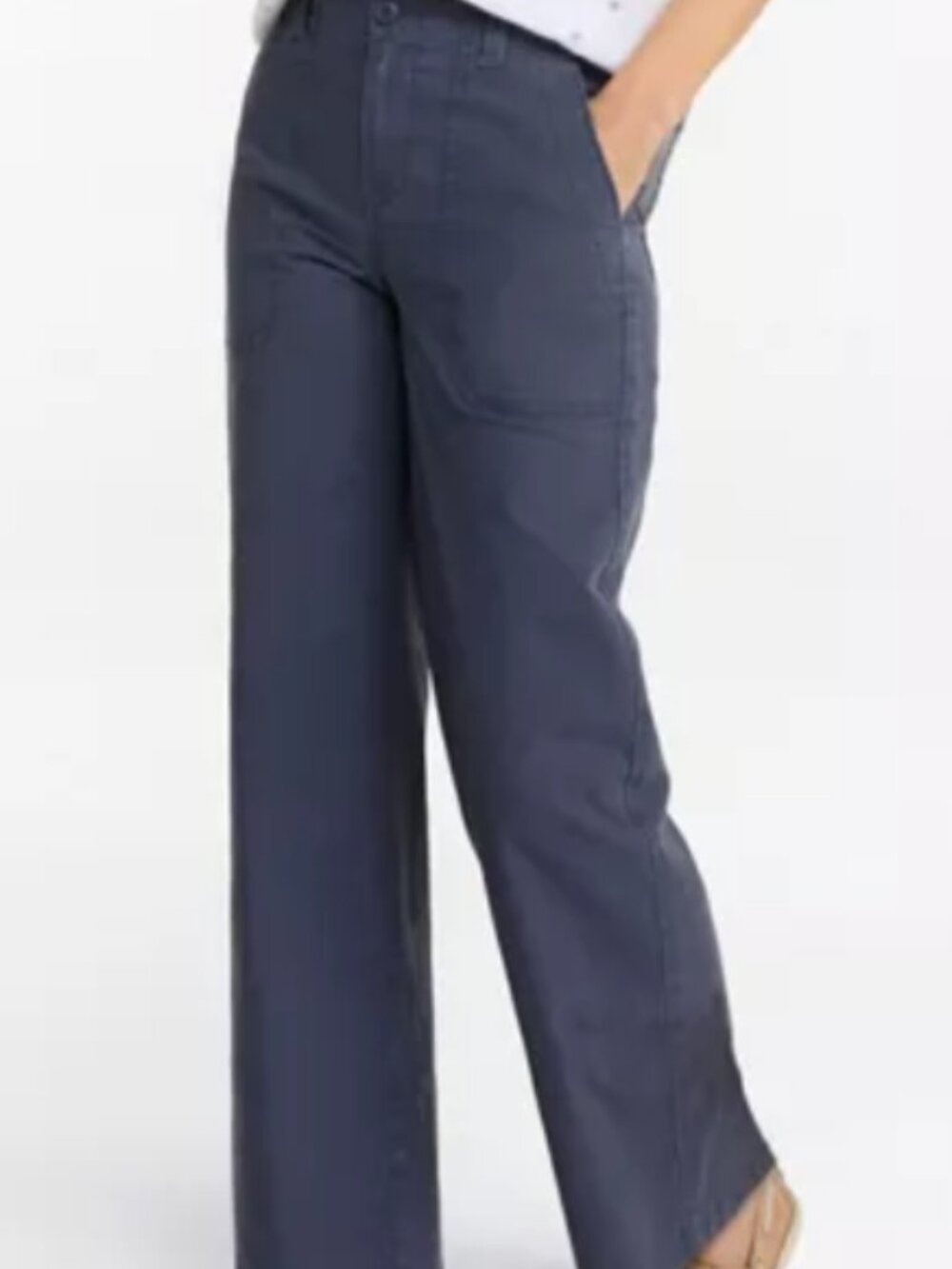 Womens L.L. Bean Vintage Navy Casual Cotton Canvas Pants Size 8 Regular wide leg